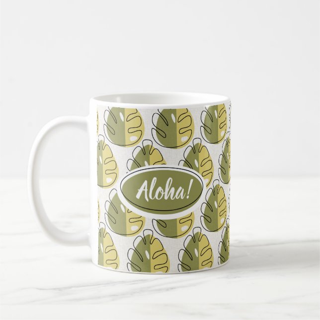 Monstera Leaves - Green Kaffeetasse (Links)