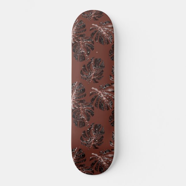 Monstera Leo Animal Print Glam 7 Skateboard (Vorderseite)