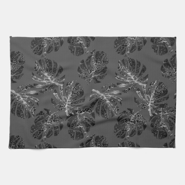 Monstera Leo Tierdruck Glam 2 Geschirrtuch (Horizontal)