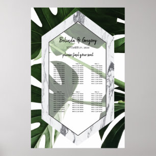 Monstera Marmor Hochzeitsdiagramm Poster