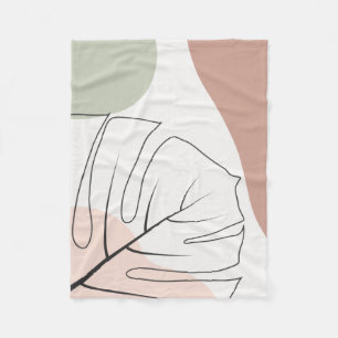 Monstera minimalistisch fleecedecke