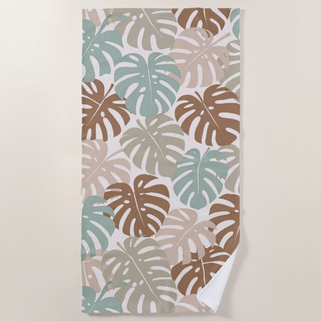 Monstera modern Hawaii Boho Strandtuch (Vorderseite)