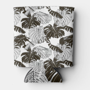Monstera Monochrome: Schwarzweiß Nahtlos. Dosenkühler
