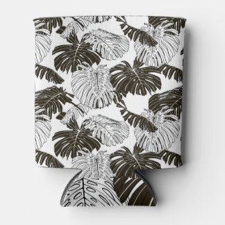 Monstera Monochrome: Schwarzweiß Nahtlos. Dosenkühler