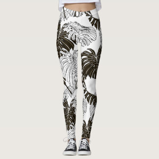 Monstera Monochrome: Schwarzweiß Nahtlos. Leggings