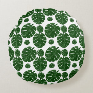 Monstera-Muster Rundes Kissen