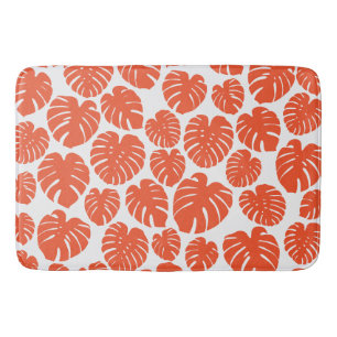 Monstera - Orange und Weiß Badematte