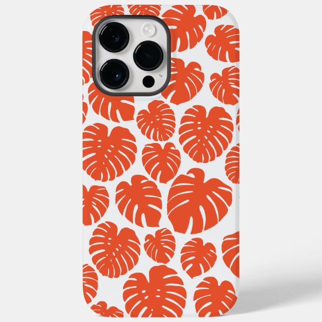 Monstera - Orange und Weiß Case-Mate iPhone Hülle (Rückseite)