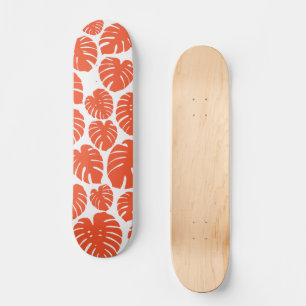 Monstera - Orange und Weiß Skateboard
