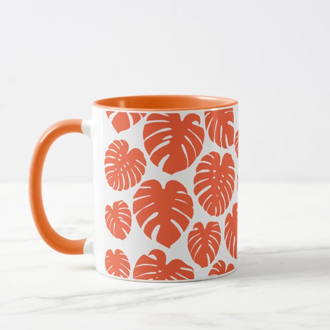Monstera - Orange und Weiß Tasse (Links)