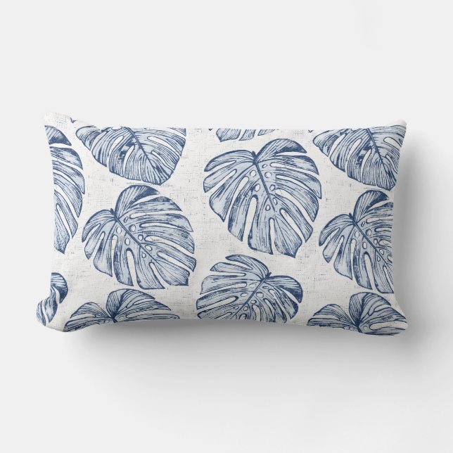 Monstera Palm Blätter Lumbar Pillow Lendenkissen (Vorderseite)