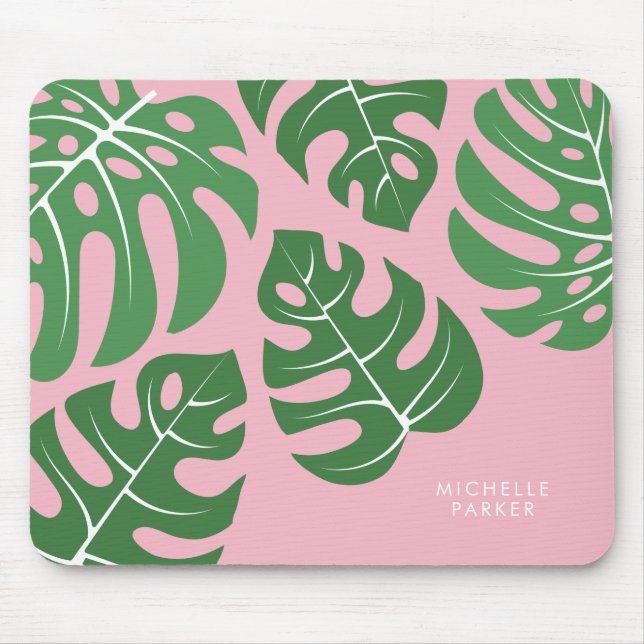 Monstera Palm Blätter Mousepad (Vorne)
