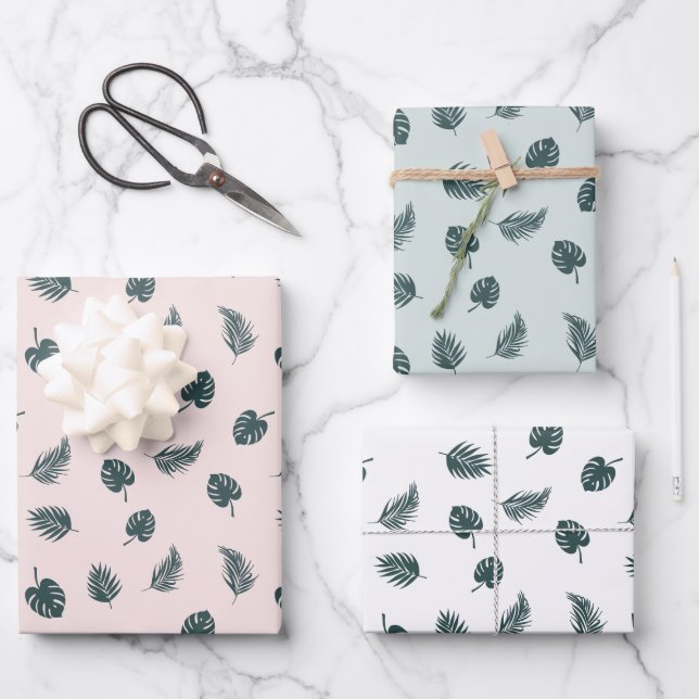 Monstera Palm Blätter Tropisches Muster (Vorderseite)