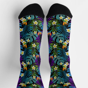 Monstera Palm Trees Plumeria Strelitzia Socken