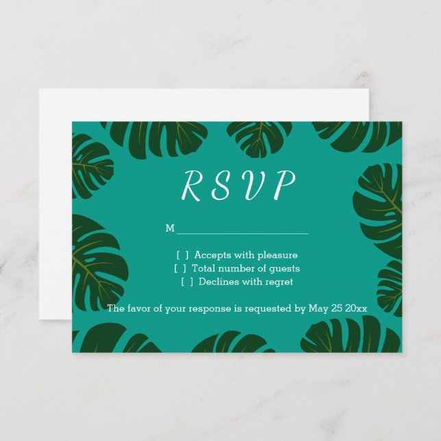Monstera Palm UAWG Beach Hochzeitskarten RSVP Karte (Vorne/Hinten)
