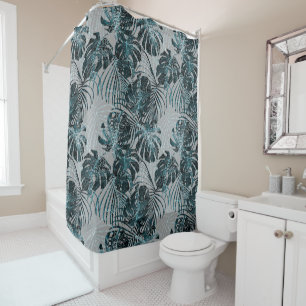Monstera Palme Leo Tierprint Glam 2 Duschvorhang