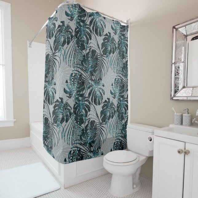 Monstera Palme Leo Tierprint Glam 2 Duschvorhang (Beispiel)