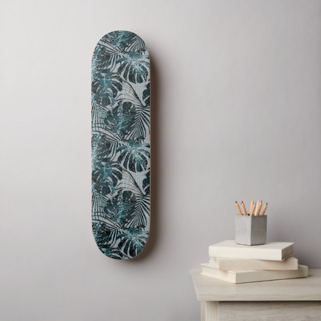 Monstera Palme Leo Tierprint Glam 2 Skateboard (Wandkunst)