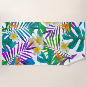 Monstera Palme Trees Plumeria Birds of Paradise Strandtuch