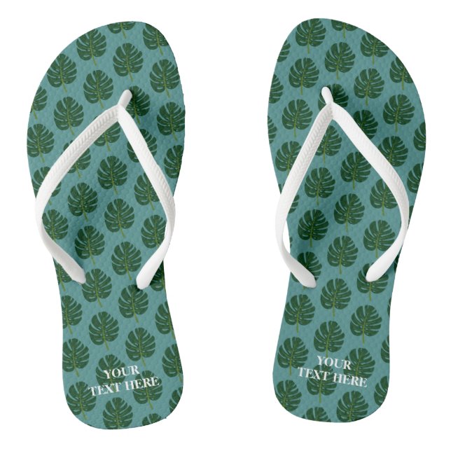 Monstera Palmenblättriger Sandstreifen Flip Flops (Fußbett)