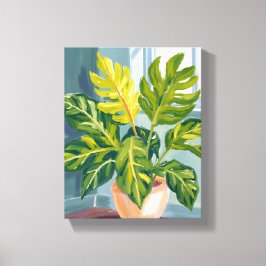 Monstera-Pflanze | Grüne botanische Wasserfarbe Leinwanddruck