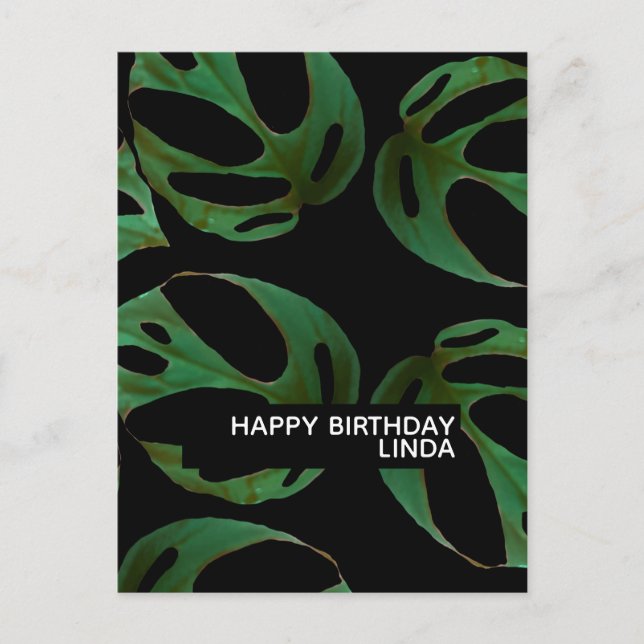 Monstera Pflanze Muster Illustration Leaf Geburtst Postkarte (Vorderseite)