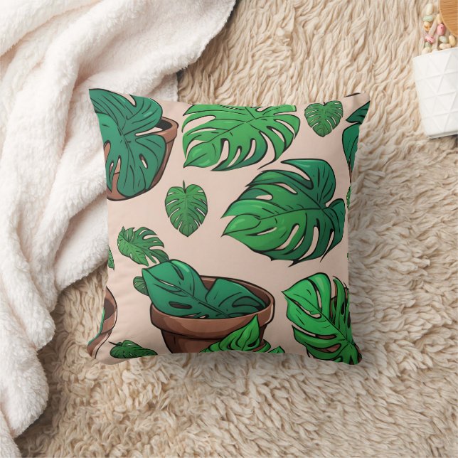 Monstera Pflanze Pot Pattern Art Kissen (Decke)