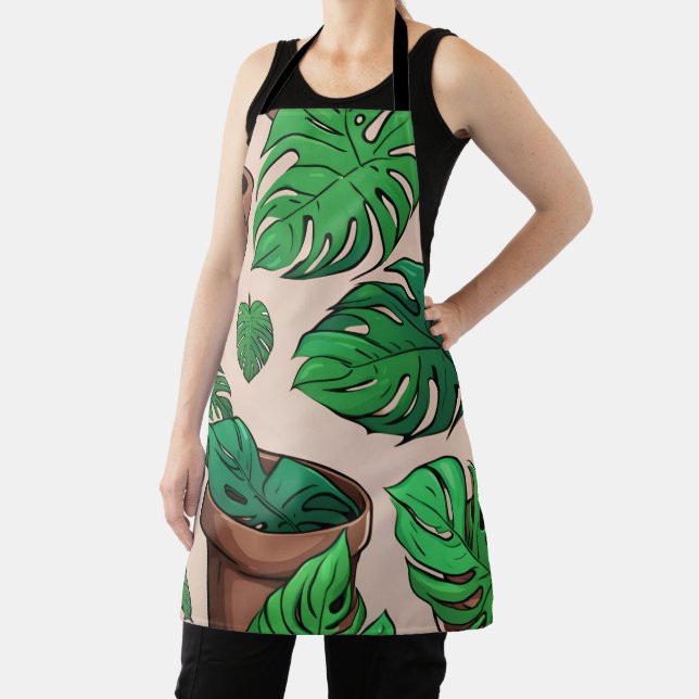 Monstera Pflanze Pot Pattern Art Schürze (InSitu)