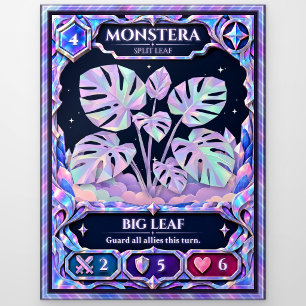 Monstera-Pflanze, Regenbogenfolien-Kunst Postkarte
