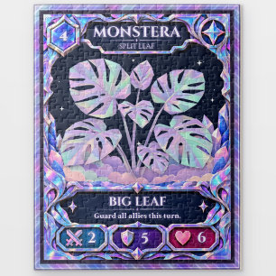 Monstera-Pflanze, Regenbogenfolien-Kunst Puzzle