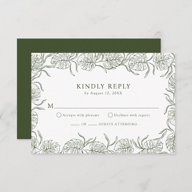 Monstera RSVP Cards (Vorne/Hinten)