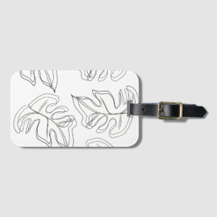 Monstera Schwarz Weiße Botanische Hochzeit Gepäckanhänger