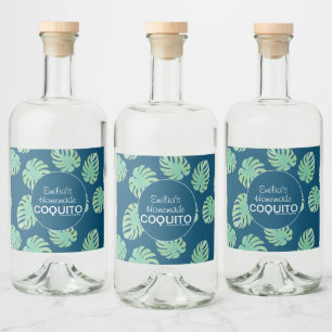 Monstera Selbstgemachte Coquito-Rezept Geschäft Br Alkoholflaschenetikett