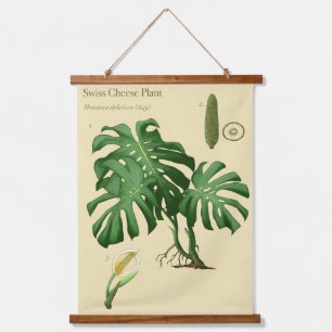 Monstera Swiss Cheese Botanische Wandteppich Mit Holzrahmen