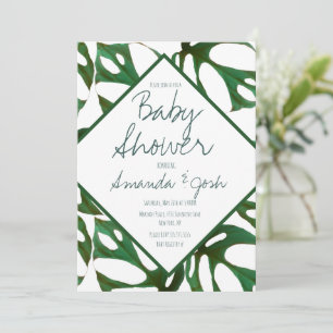 Monstera-Tropenblatt-Muster-Baby Shower Einladung