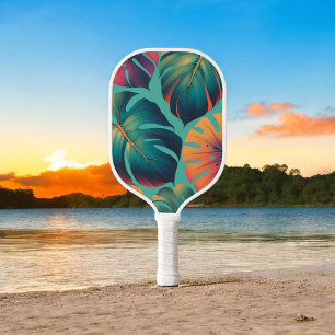 Monstera Tropical Aquarell Grünzeug Palmwedel Pickleball Schläger