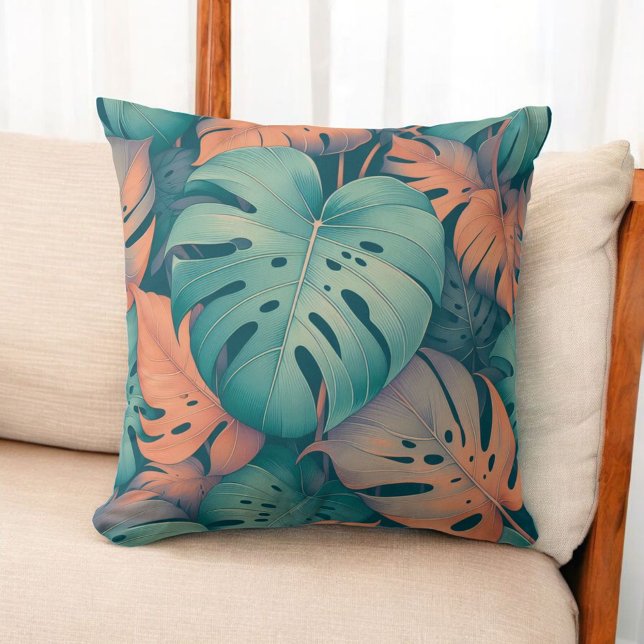 Monstera Tropical Blume Boho Watercolor Botanica Kissen (Von Creator hochgeladen)