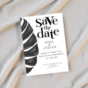 Monstera Tropical floral Schwarz-Weiß Hochzeit S Save The Date