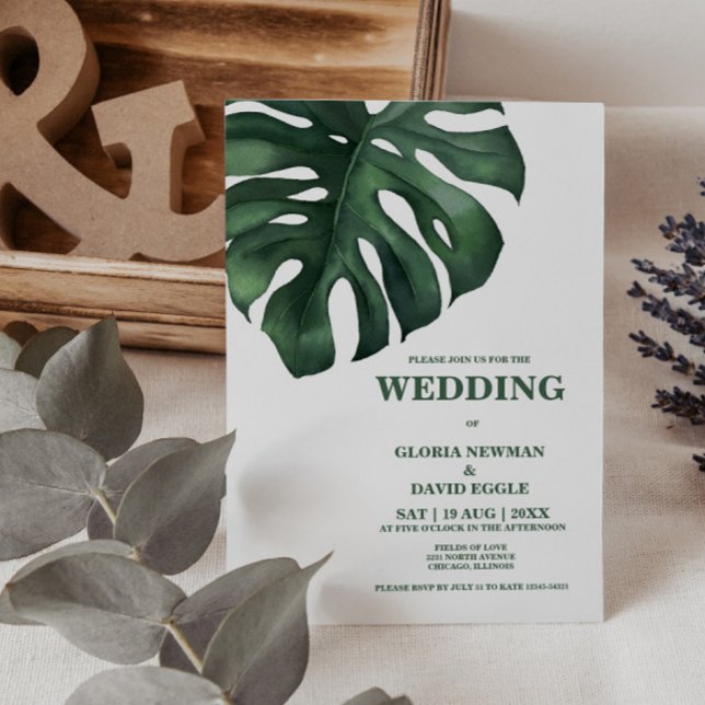 Monstera Tropical Leaf Hochzeit Einladung (Von Creator hochgeladen)