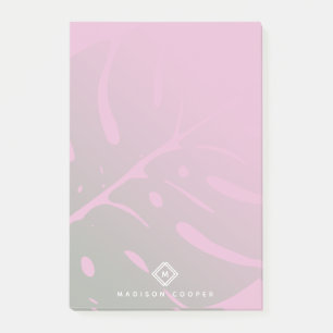 Monstera Tropical Leaf Monogram Post-it Klebezettel