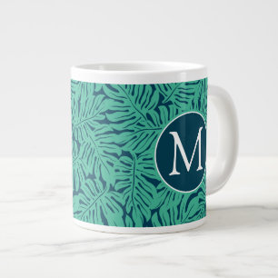 Monstera Tropical Leaf Muster  Monogramm Jumbo-Tasse