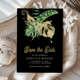 Monstera Tropical Palm Foto Black Wedding Save The Date