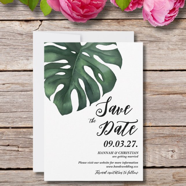 Monstera Tropical Palm Leaf Save the Date (Von Creator hochgeladen)