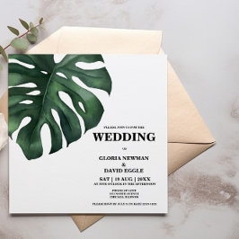 Monstera Tropical Palm Leaf Square Wedding Einladung