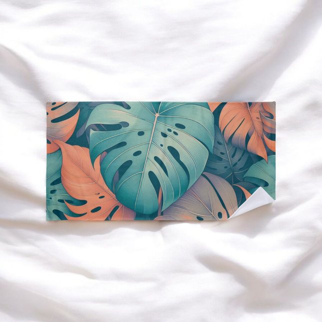 Monstera Tropical Watercolor Blätter Strandtuch (Von Creator hochgeladen)