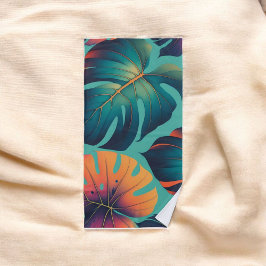 Monstera Tropical Watercolor Blätter Strandtuch