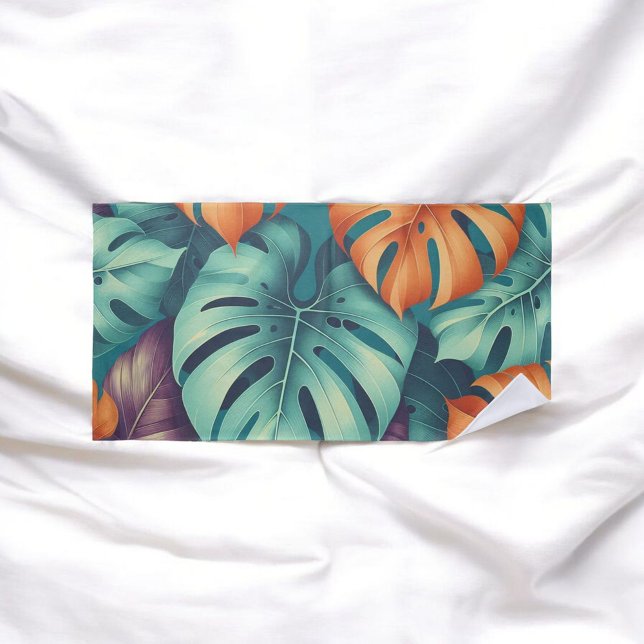 Monstera Tropical Watercolor Blätter Strandtuch (Von Creator hochgeladen)