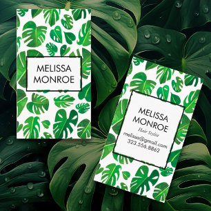 Monstera tropische Blätter illustrierte Wasserfarb Visitenkarte
