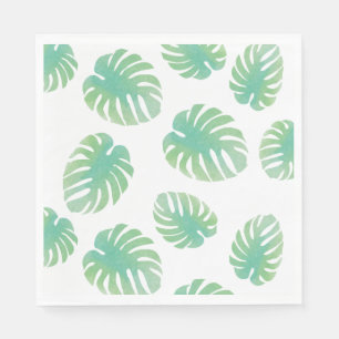 Monstera Tropisches Blattmuster Grün Serviette