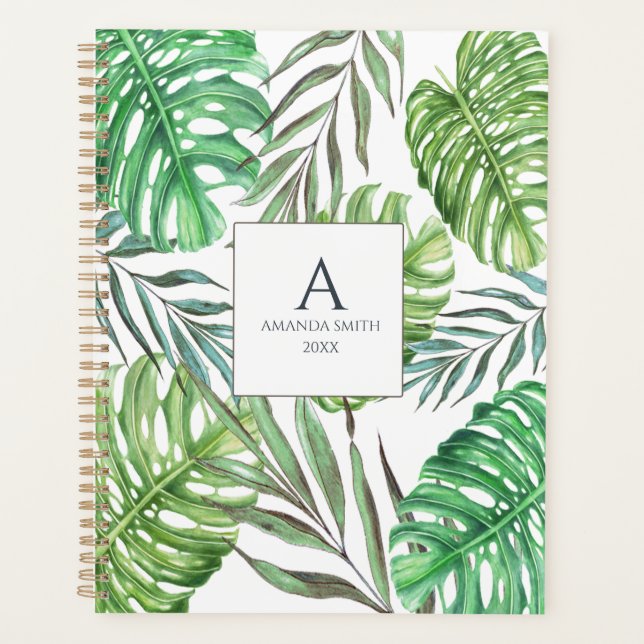 Monstera- und Palmenblätter Planer (Vorderseite)